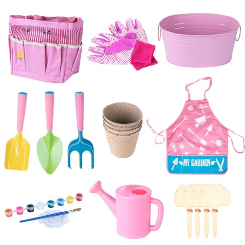 Gardening Toys, Digging Toys, Fun Gardening Kit, Kids Gardening Set, Children's Outdoor Gardening Kit with Gloves Kids Fun Gardening Play Set with Storage Bag for Kids, 9.06 x 7.09 x 7.48 in von Ceprznvey