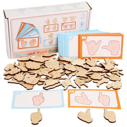 Gesture Matching Game, Shape Puzzles, Educational Toys for Enhance Fine Motor Skills, Kindergarten, Children's Indoor Activities, Parent-Child Interaction, Wood, 0.25kg von Ceprznvey