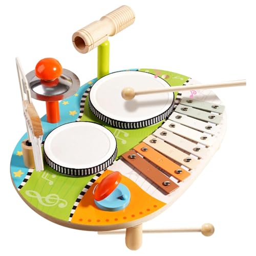 Kids Drum Set, Wooden Drum Toys, Educational Xylophone, Kids Musical Toys, Multifunctional Kids Drum Set, Musical Exploration Toy, Wooden Musical Toys, 14.76x10.24x9.84 Inches for Family Fun von Ceprznvey