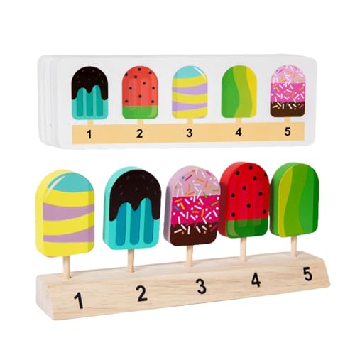 Kids Ice Cream Toy, Popsicle Toys, Wooden Ice Cream Toy, Children's Popsicle Toy Set, Safe and Harmless Educational Toys, 8.54x1.57x3.54 Inches for Birthday, Christmas, Children's Day, and New Year von Ceprznvey