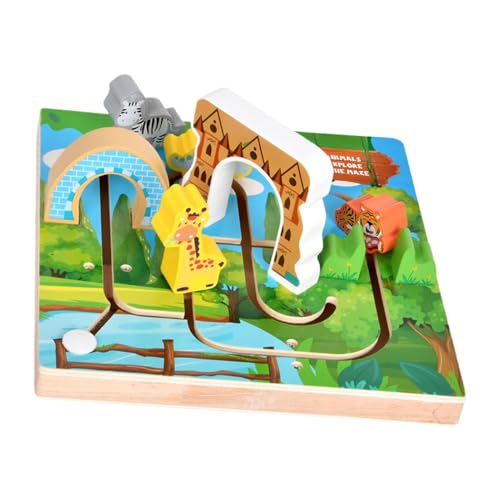 Kids Maze Board, Educational Toys, Wooden Sensory Learning Toy, Animals Maze Thinking Logic Strategy Toys, 8.86x8.86x4.13 Inches for Kids Early Learning Sliding Maze for Children 3+ Years Old von Ceprznvey