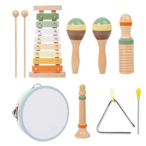 Kids Percussion Set, Percussion Instrument, Musikinstrumente Set, Kinder Musikinstrumente, Naturholz Orff Percussion Instrumente, Musical Toys für 0-6 Jahre, ideal für Mädchen und von Ceprznvey