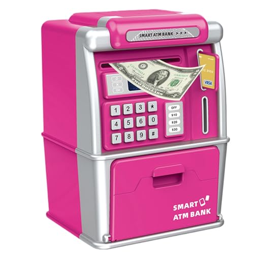 Kinder ATM Maschine, elektrische Geldbox, Eckerkennungs-Spielzeug, Auto Bill Grab Slot, kreatives lustiges Tool, Banking Play Toy für und Mädchen, 4,72 x 5,51 x 7,76 Zoll von Ceprznvey