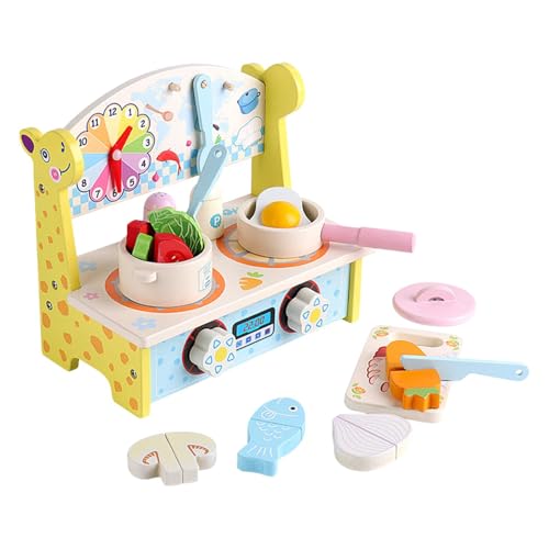 Kitchen Playset, Pretend Cooking Toys, Multifunctional Kids Wooden Food Toys Set for Children Boys Girls Early Learning Birthdays Holidays Special Occasions, 9,45 x 5,31 x 8,46 Zoll von Ceprznvey