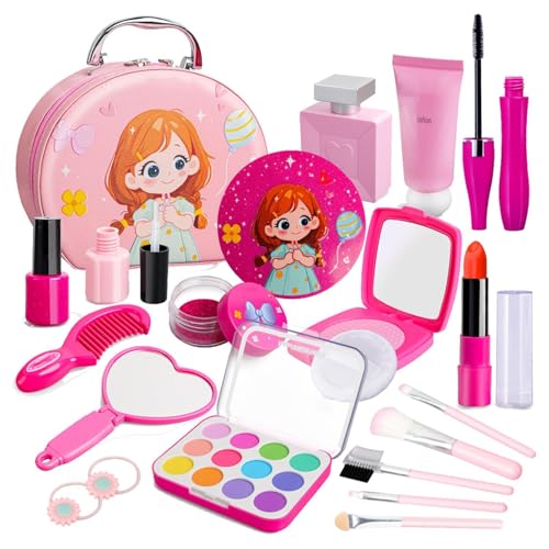 Makeup Toys für Kinder, Pretend Kosmetik Set, Kinder Beauty Kit, Rollenkosmetik-Set, 21-teiliges Beauty-Make-up-Spielzeug-Set mit Kosmetiktasche, lustiges Make-up und Kinder von Ceprznvey