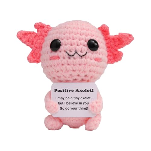 Positive Axolotl, Knitted Axolotl Toy, Emotional Supporting Plush, Inspiring Axolotl Toy, Knitted Emotional Support Axolotl Toy Axolotl Spielzeug entworfen für emotionale Unterstützung und Ermutigung von Ceprznvey