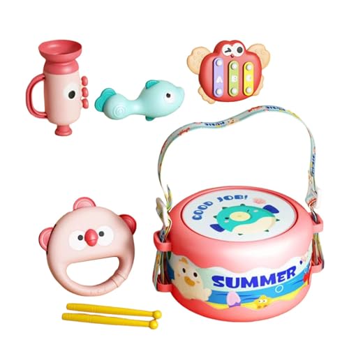 Preschool Kids Drum Set, Multifunctional Instruments, Lernspielzeug für Kinder, 6 Stück, Sturdy Lightweight Compact für Kinder, 7,48 x 7,09 x 4,53 Zoll von Ceprznvey