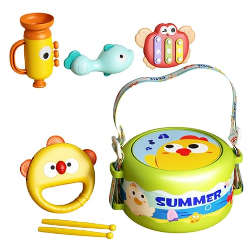 Preschool Kids Drum Set, Multifunctional Instruments, Lernspielzeug für Kinder, 6 Stück, Sturdy Lightweight Compact für Kinder, 7,48 x 7,09 x 4,53 Zoll von Ceprznvey