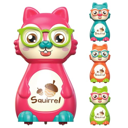 Push Car Toy, Cartoon Squirrel Vehicle, Cute Animal Pressing Preschool Learning Activity Sliding Friction for Children Boys and Girls, 3,74 x 2,56 x 1,97 Zoll von Ceprznvey