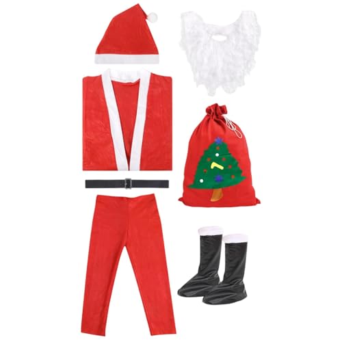 Santa Cosplay for Adults, Men's Santa Costume, 7-Piece Set Unisex Men and Women Costumes, Non Woven Fabric/Golden Velvet Style, Sturdy Long Lasting Christmas Costume for Family Friends Colleagues von Ceprznvey