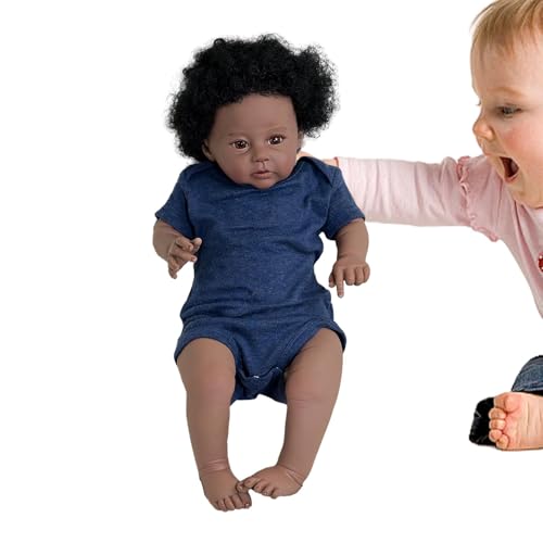 Schwarze Reborn Puppen Realistische Kleinkindpuppe 50,8 cm Puppe Spielzeug Weiche Ganzkörper Puppe Kinder Simulation Puppe Puppe Babypuppe für Kinder Schwarze Babypuppe von Ceprznvey