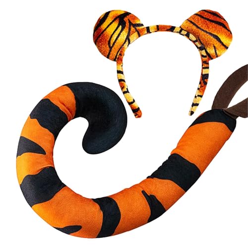 Tier Cosplay Schwanz Set Stirnband Tiger Cosplay Tiger Tier Kostüm für Ohren Kopfbedeckung für Haus und Schule für Erwachsene Kinder Mode Kostüm für Sco-Shows von Ceprznvey