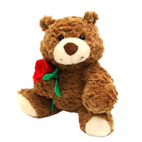 Valentine Plush Toy, Stuffed Bear, Plush Bear, Valentine's Day Bear Plush with Rose, 9.45 Inch Stuffed Animal Holding Rose, Cute Cuddly Present, 9.45 Inches for Her Girlfriend Mom Lover Kids von Ceprznvey