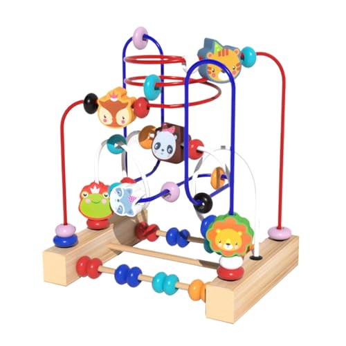 Wooden Bead Maze, Tier Lernpuzzle, Roller Coaster Activity, Tier-Themed Preschoolers Sturdy Compact Design Tragbares Interaktives für Kinder, bunt von Ceprznvey