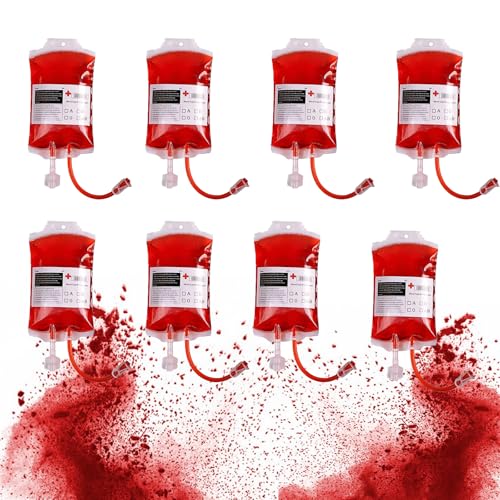 Cerioll 8 Stück Blutbeutel Für Getränke, Blutbeutel Zum Trinken, Wiederverwendbare Blutbeutel Getränkebehälter, Trinkbeutel Getränkebeutel, Saftbehälter, Iv-Beutel-Set Für Maskerade, Vampir, Zombie Cerioll 8 Stück Blutbeutel Für Getränke, Blutbeutel Zum Trinken, Wiederverwendbare Blutbeutel Getränkebehälter, Trinkbeutel Getränkebeutel, Saftbehälter, Iv-Beutel-Set Für Maskerade, Vampir, Zombie von Cerioll