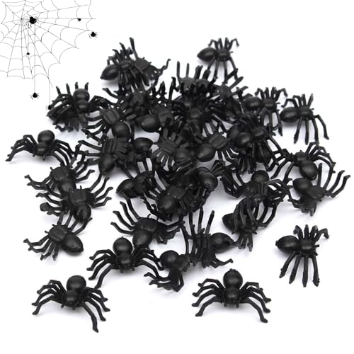 Halloween-Spinne,50 Stück Realistische Kunststoff-Spinnen-Spielzeug,Realistische Spinne Spielfiguren,Spinne Spielzeug,Halloween Spinne Deko,Realistische Spinnenfiguren,Halloween-Streich-Requisiten von Cerioll