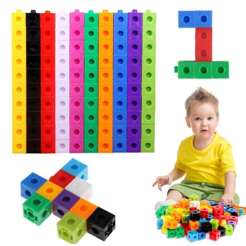 Steckwürfel,100 Stück Steckwürfel Grundschule,Rechenwürfel Mathe,Zahlenblocks 10 Farben,FarbwüRfel,Rechenhilfe Grundschule Geschenk für Jungen und Mädchenab, ideales Spielzeug für Kinder 3-8 Jahren von Cerioll