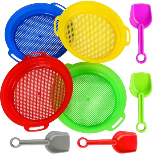 Cerkkapo 4 Pack Strand-Sandsieb-Siebe Feines, mit 4 Stück Schaufel,Sand-Strand-Set für Kinder Sandsieb für Kinder, für Park, Strand, Kunststoff Sandsieb für Strände für Jungen, Mädchen Cerkkapo 4 Pack Strand-Sandsieb-Siebe Feines, mit 4 Stück Schaufel,Sand-Strand-Set für Kinder Sandsieb für Kinder, für Park, Strand, Kunststoff Sandsieb für Strände für Jungen, Mädchen von Cerkkapo