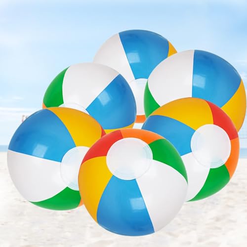 Cerkkapo 6 Stück Wasserball Aufblasbar, 22cm Strandball Aufblasbar, Regenbogen Strand Bälle,Beach Ball Wasserball Kinder für Sommeraktivitäten im Freien,Beach Party für Kinder Erwachsene von Cerkkapo