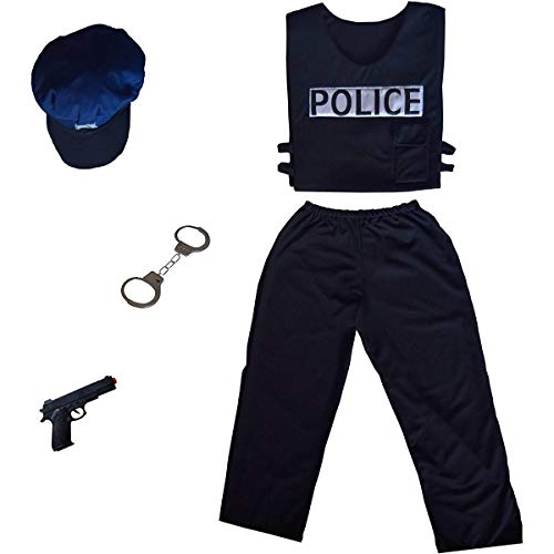 Cesar F586 Déguisement Policier Polizist-Kostüm, Einfarbig, Schwarz, 5-7 Jahre von Cesar