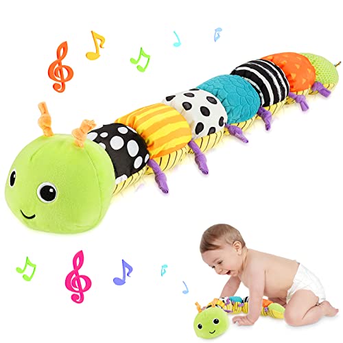 CestMall Baby Musical Raupe Kuscheltier Spielzeug Weiches Plüschtier mit multisensorischen Knistern, Rasseln und Texturen für Babys Neugeborene Jungen Mädchen Kinder Weihnachten Geburtstagsgeschenk von CestMall