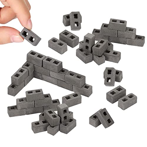 Cetfuro 60 Packungen Cinder Blocks MaßStab 1:12 Mini Bricks Beton Miniatur Bricks Winzige Landschaft Gestaltung Puppenhaus ZubehöR von Cetfuro