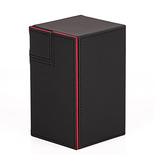 Cetfuro Ultra 100+Karten Stapel Box Leder Brett Spiele Karten Deck Etui für Spiele Magisch Alle Karten Keyforge,Schwarz Rot von Cetfuro