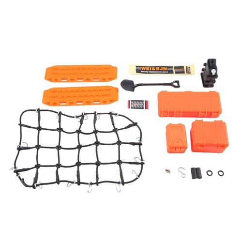 Cetfuro Universelle Simulierte Dekoration Koffer Gepäcknetz Schaufel für TRX4 SCX10 90046 90047 RC Autozubehör Orange von Cetfuro