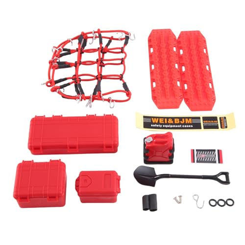 Cetfuro Universelle Simulierte Dekoration Koffer Gepäcknetz Schaufel für TRX4 SCX10 90046 90047 RC Autozubehör Rot von Cetfuro