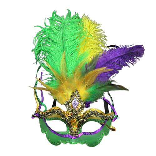 Cexiakong Damen Federmaske für Maskerade Party Karneval Patrick's Day Maskerade Maske Venezianische Masken Augenmaske Gesichtsmaske für irische Ostern Karneval Party Party Fasching von Cexiakong