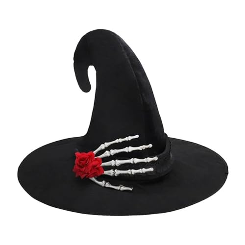 Cexiakong Damen Hexenhut Wolle Strickmütze Zauberer Hut Hexen Hut Faltbare Spitzhut für Halloween Kostüm Party Fasching Masquerade Kopfbedeckung von Cexiakong