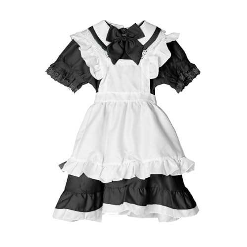 Cexiakong French Maid Dress Party Anime Halloween Kostüm Maid Outfit Niedliche Maid Kostüm mit Kleid Schürze Kopfbedeckung für Halloween Maid Outfit Anime French Maid Dress Niedliche Set von Cexiakong