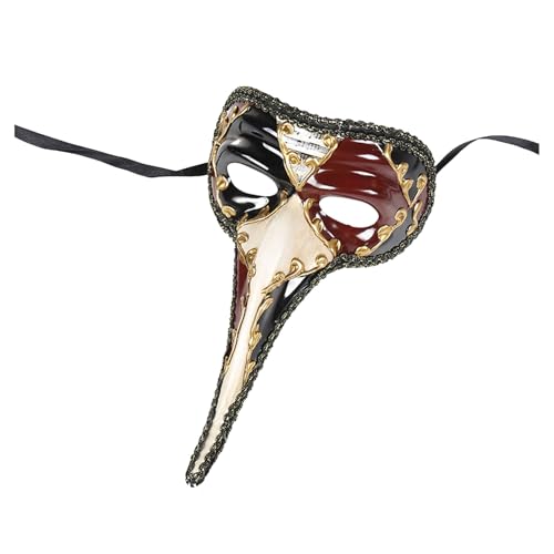 Cexiakong Handgefertigte venezianische Maske Lange Nase Ballmaske Maskerade Ballmaske Fasching Das Phantom der Venezianischen Karnevals Maskerade Maske des Vintagen Entwurfs halber Gesichts Karneval von Cexiakong