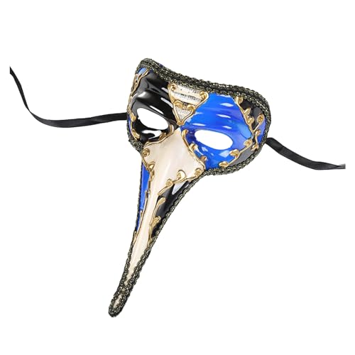 Cexiakong Handgefertigte venezianische Maske Lange Nase Ballmaske Maskerade Ballmaske Fasching Das Phantom der Venezianischen Karnevals Maskerade Maske des Vintagen Entwurfs halber Gesichts Karneval von Cexiakong