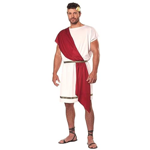 Cexiakong Herren Damen Römischer Kaiser Caesar Kostüm Toga One Shouder Tunika Top mit Gladiator Rock Götter und Helden des Antiken Griechenlands Damen Herrennkostüm Set von Cexiakong