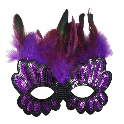 Cexiakong Maskerade Maske mit Feder Frauen Venezianische Maske Halloween Party Karneval Maske Karneval Augenmaske für Verkleidung Spitze Maske Oberteile Party Interessantes Rollenspiel Zubehör Party von Cexiakong