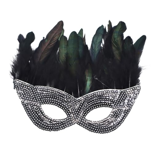 Cexiakong Maskerade Maske mit Feder Frauen Venezianische Maske Halloween Party Karneval Maske Karneval Augenmaske für Verkleidung Spitze Maske Oberteile Party Interessantes Rollenspiel Zubehör Party von Cexiakong