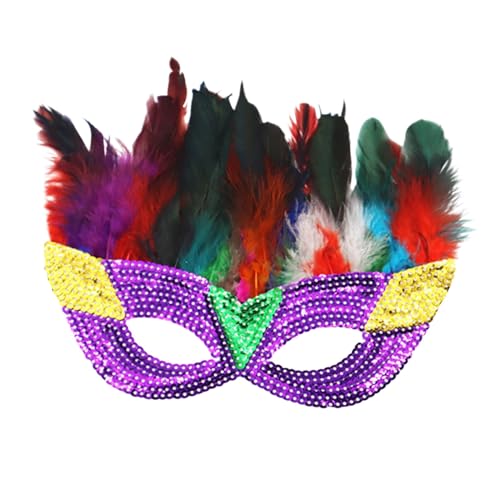 Cexiakong Maskerade Maske mit Feder Frauen Venezianische Maske Halloween Party Karneval Maske Karneval Augenmaske für Verkleidung Spitze Maske Oberteile Party Interessantes Rollenspiel Zubehör Party von Cexiakong