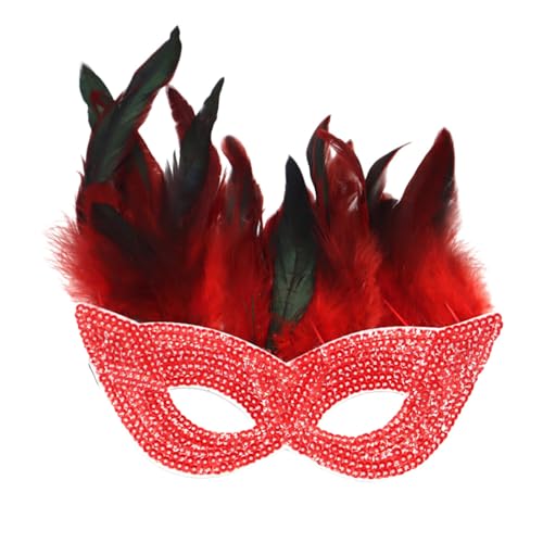 Cexiakong Maskerade Maske mit Feder Frauen Venezianische Maske Halloween Party Karneval Maske Karneval Augenmaske für Verkleidung Spitze Maske Oberteile Party Interessantes Rollenspiel Zubehör von Cexiakong