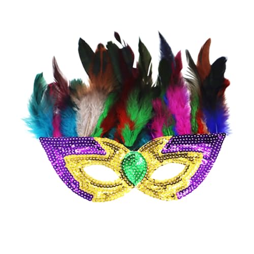 Cexiakong Maskerade Maske mit Feder Frauen Venezianische Maske Halloween Party Karneval Maske Karneval Augenmaske für Verkleidung Spitze Maske Oberteile Party Interessantes Rollenspiel Zubehör von Cexiakong