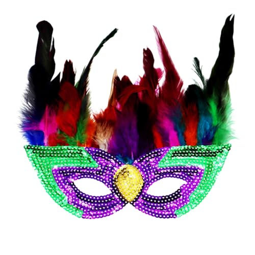 Cexiakong Maskerade Maske mit Feder Frauen Venezianische Maske Halloween Party Karneval Maske Karneval Augenmaske für Verkleidung Spitze Maske Oberteile Party Interessantes Rollenspiel Zubehör von Cexiakong