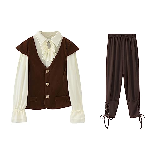 Cexiakong Mittelalter Boy Renaissance Viktorianische Party Outfit Halloween Party Outfit Pirat Ritter Party Vampir Kostüm Komplettes Mittelalter Kostüm Boy Girl Karneval Boy Girl Set von Cexiakong