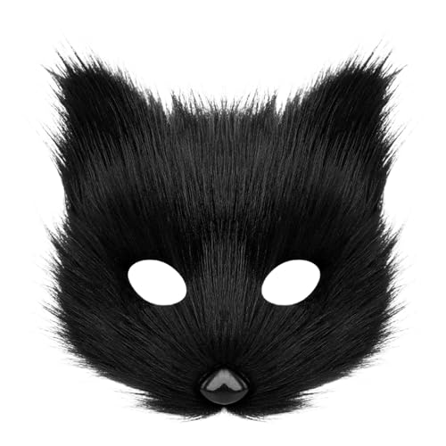 Cexiakong Tier Fuchs Wolf Maske Halloween Party Party Rocke Requisiten Plüsch Katze Halbes Gesicht Karneval Weihnachten Maskerade Maske Teufel Maske Horror Halbgesicht Maskerade Schaum Karneval von Cexiakong