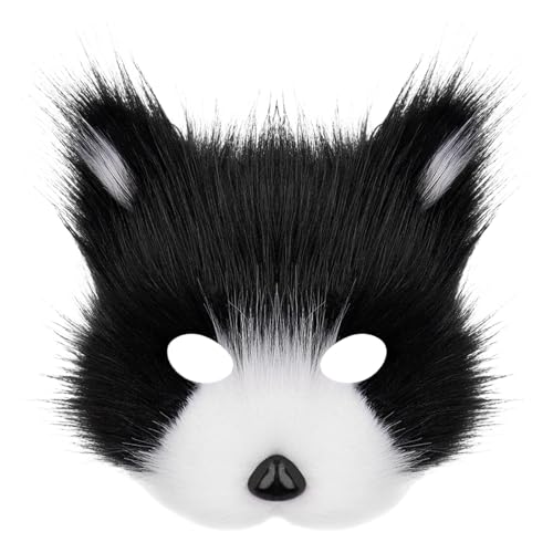 Cexiakong Tier Fuchs Wolf Maske Halloween Party Party Rocke Requisiten Plüsch Katze Halbes Gesicht Karneval Weihnachten Maskerade Maske Teufel Maske Horror Halbgesicht Maskerade Schaum von Cexiakong