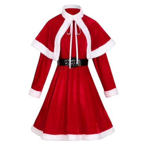 Cexiakong Weihnachtsfrau Anzug für Damen Weihnachten Kleid Frauen Mrs Santa Dress doll mit Umhang Weihnachtsmann Anzug Miss Santa Anzug Outfit Weihnachten von Cexiakong