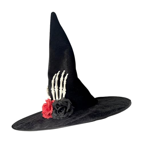 Hexenhut Damen Karneval Festival Witch Hat Große Größen Hexen Zubehör Faltbare Zauberhut Schwarz Hexenkostüm Mittelalter Hexen Deko Accessoires Party Hüte Fleece von Cexiakong