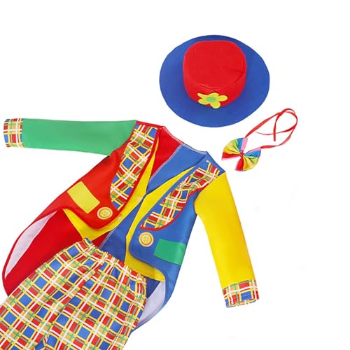 Kostüm Boy Girl Clown Kostümzubehör Halloween Kostümzubehör Zirkus Requisiten Karneval dressforfun Boy Girl Teenkostüm Clown Sockenschuss Buntes wundervolles Kostüm inkl Applikation Set von Cexiakong