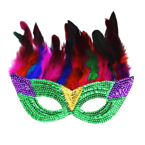 Maskerade Maske mit Feder Frauen Venezianische Maske Halloween Party Karneval Maske Karneval Augenmaske für Verkleidung Spitze Maske Oberteile Party Interessantes Rollenspiel Zubehör Karneval von Cexiakong