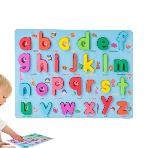 Chaies Buchstabenpuzzle für Kleinkinder, Alphabetpuzzle aus Holz | Abwaschbares buntes Buchstabenpuzzle aus Holz für Kinder - Frühe Lernaktivitäten, Puzzle-Brett für Kindergarten, Vorschule, von Chaies