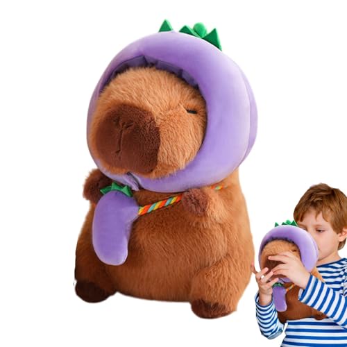 Chaies Capybara-Plüschtier, gefüllte Capybara-Puppe | Kuscheltierpuppe mit weichem Gemüsemotiv | 28 cm großes Capybara-Plüschspielzeug mit und Tasche, niedliche Heimdekoration für Wohnzimmer, von Chaies